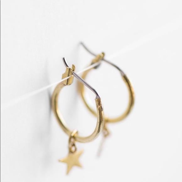 Gold Crystal Moon & Stars Hoop Earring 2pc Set - Picture 6 of 6